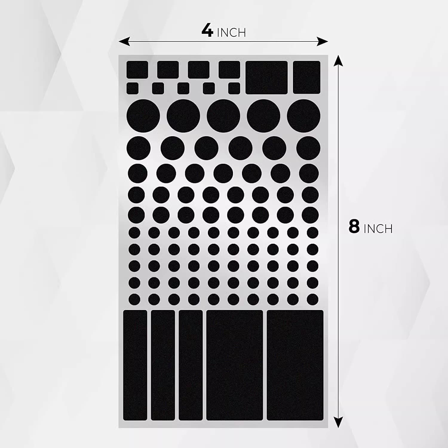 All Black sheet — 4×8 inches, all dots 100% blackout
